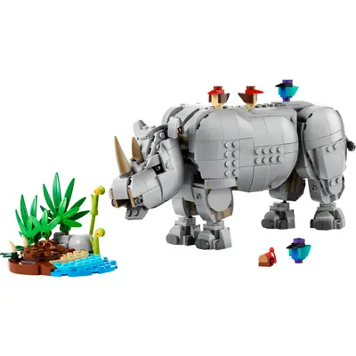 Wild Animals: Majestic Rhino with Birds