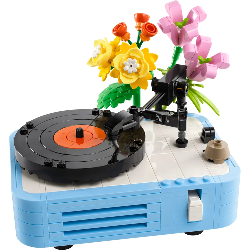 Record Player with Flowers