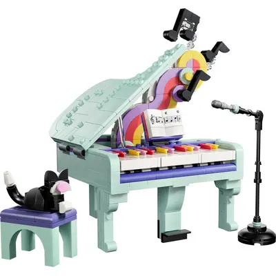 Music Decor Piano with Cat